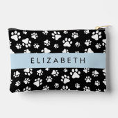 Paw Pattern, Dog Paws, Black and White, Jouw naam Etui (Achterkant)
