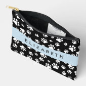Paw Pattern, Dog Paws, Black and White, Jouw naam Etui (Open)
