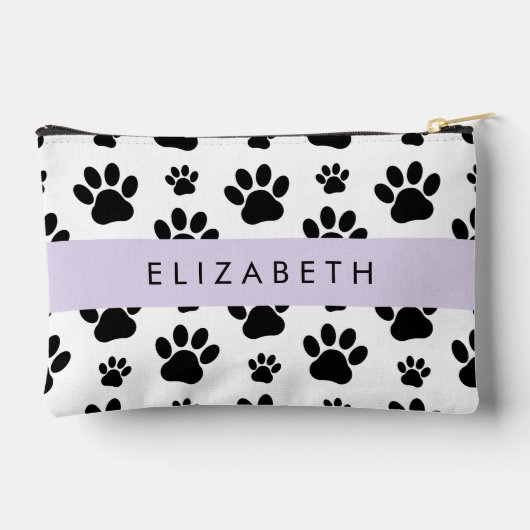 Paw Pattern, Dog Paws, Black and White, Jouw naam Etui (Achterkant)