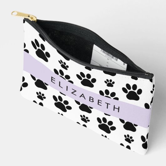 Paw Pattern, Dog Paws, Black and White, Jouw naam Etui (Open)