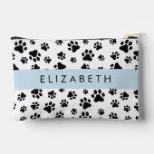Paw Pattern, Dog Paws, Black and White, Jouw naam Etui (Achterkant)