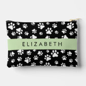 Paw Pattern, Dog Paws, Black and White, Jouw naam Etui (Achterkant)