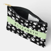 Paw Pattern, Dog Paws, Black and White, Jouw naam Etui (Open)