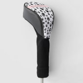 Paw Pattern, Dog Paws, Black and White, Jouw naam Golfheadcover (Schuin)