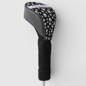 Paw Pattern, Dog Paws, Black and White, Jouw naam Golfheadcover (Schuin)