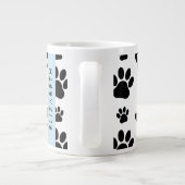 Paw Pattern, Dog Paws, Black and White, Jouw naam Grote Koffiekop (Achterkant)