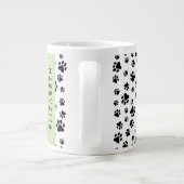 Paw Pattern, Dog Paws, Black and White, Jouw naam Grote Koffiekop (Achterkant)