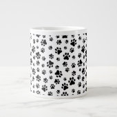 Paw Pattern, Dog Paws, Black and White, Jouw naam Grote Koffiekop (Voorkant)