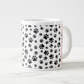 Paw Pattern, Dog Paws, Black and White, Jouw naam Grote Koffiekop (Voorkant rechts)