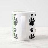 Paw Pattern, Dog Paws, Black and White, Jouw naam Grote Koffiekop (Achterkant)