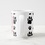 Paw Pattern, Dog Paws, Black and White, Jouw naam Grote Koffiekop (Achterkant)