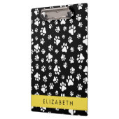 Paw Pattern, Dog Paws, Black and White, Jouw naam Klembord (Links)