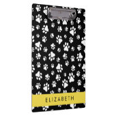 Paw Pattern, Dog Paws, Black and White, Jouw naam Klembord (Rechts)