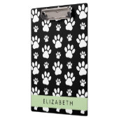 Paw Pattern, Dog Paws, Black and White, Jouw naam Klembord (Links)
