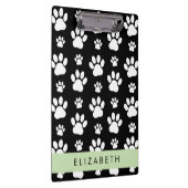 Paw Pattern, Dog Paws, Black and White, Jouw naam Klembord (Rechts)