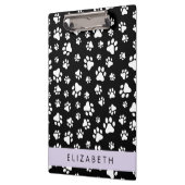 Paw Pattern, Dog Paws, Black and White, Jouw naam Klembord (Links)