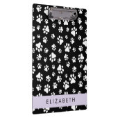 Paw Pattern, Dog Paws, Black and White, Jouw naam Klembord (Rechts)