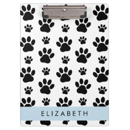Paw Pattern, Dog Paws, Black and White, Jouw naam Klembord