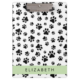Paw Pattern, Dog Paws, Black and White, Jouw naam Klembord
