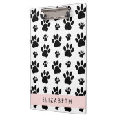 Paw Pattern, Dog Paws, Black and White, Jouw naam Klembord (Links)