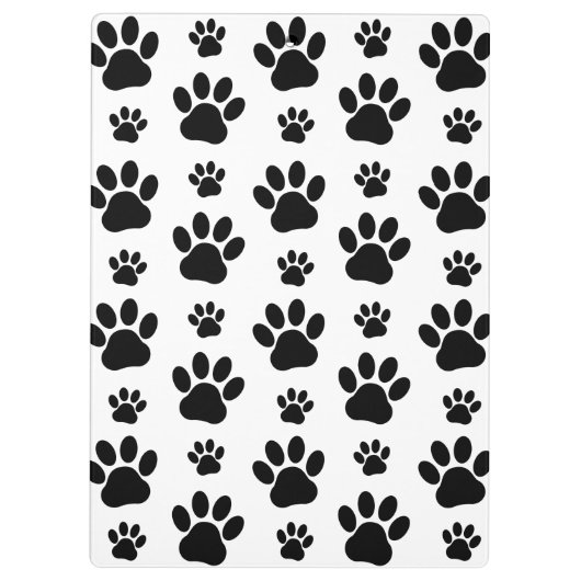 Paw Pattern, Dog Paws, Black and White, Jouw naam Klembord (Achterkant)