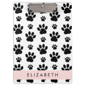 Paw Pattern, Dog Paws, Black and White, Jouw naam Klembord (Voorkant)
