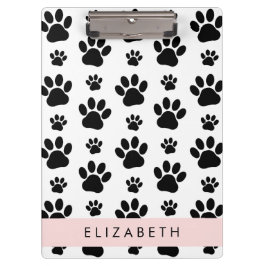 Paw Pattern, Dog Paws, Black and White, Jouw naam Klembord