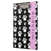 Paw Pattern, Dog Paws, Black and White, Jouw naam Klembord (Links)