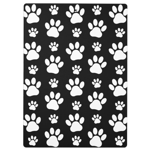 Paw Pattern, Dog Paws, Black and White, Jouw naam Klembord (Achterkant)