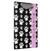 Paw Pattern, Dog Paws, Black and White, Jouw naam Klembord (Rechts)