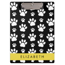 Paw Pattern, Dog Paws, Black and White, Jouw naam