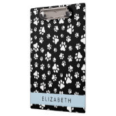 Paw Pattern, Dog Paws, Black and White, Jouw naam Klembord (Links)