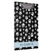 Paw Pattern, Dog Paws, Black and White, Jouw naam Klembord (Rechts)