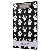Paw Pattern, Dog Paws, Black and White, Jouw naam Klembord (Links)