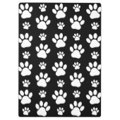 Paw Pattern, Dog Paws, Black and White, Jouw naam Klembord (Achterkant)