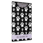 Paw Pattern, Dog Paws, Black and White, Jouw naam Klembord (Rechts)