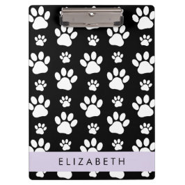 Paw Pattern, Dog Paws, Black and White, Jouw naam Klembord