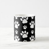 Paw Pattern, Dog Paws, Black and White, Jouw naam Koffiemok (Center)