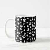 Paw Pattern, Dog Paws, Black and White, Jouw naam Koffiemok (Links)