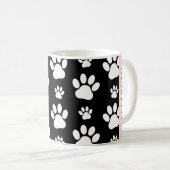 Paw Pattern, Dog Paws, Black and White, Jouw naam Koffiemok (Voorkant rechts)