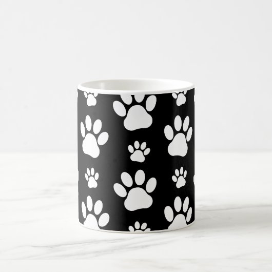 Paw Pattern, Dog Paws, Black and White, Jouw naam Koffiemok (Center)