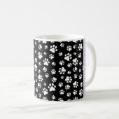 Paw Pattern, Dog Paws, Black and White, Jouw naam Koffiemok (Voorkant rechts)