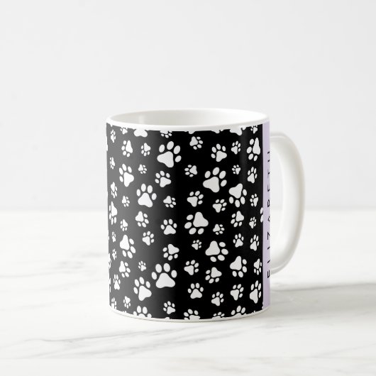 Paw Pattern, Dog Paws, Black and White, Jouw naam Koffiemok (Voorkant rechts)