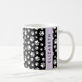 Paw Pattern, Dog Paws, Black and White, Jouw naam Koffiemok