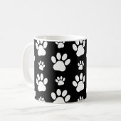 Paw Pattern, Dog Paws, Black and White, Jouw naam Koffiemok (Voorkant links)