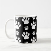 Paw Pattern, Dog Paws, Black and White, Jouw naam Koffiemok (Links)