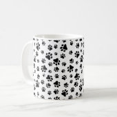 Paw Pattern, Dog Paws, Black and White, Jouw naam Koffiemok (Voorkant links)