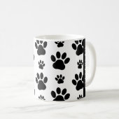 Paw Pattern, Dog Paws, Black and White, Jouw naam Koffiemok (Voorkant rechts)