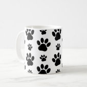 Paw Pattern, Dog Paws, Black and White, Jouw naam Koffiemok (Voorkant links)