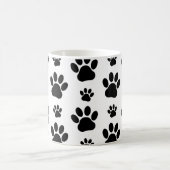 Paw Pattern, Dog Paws, Black and White, Jouw naam Koffiemok (Center)